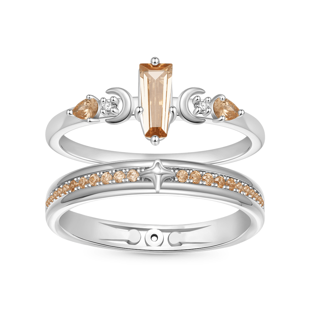 Gnoce Trapezoidal-cut Citrine Women's Ring Platinum-plated Silver Blend_2