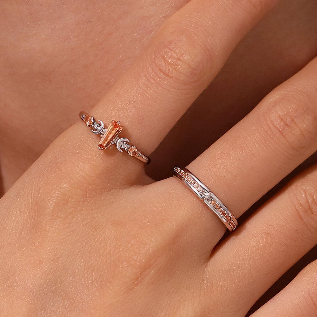 Gnoce Trapezoidal-cut Citrine Women's Ring Platinum-plated Silver Blend_4