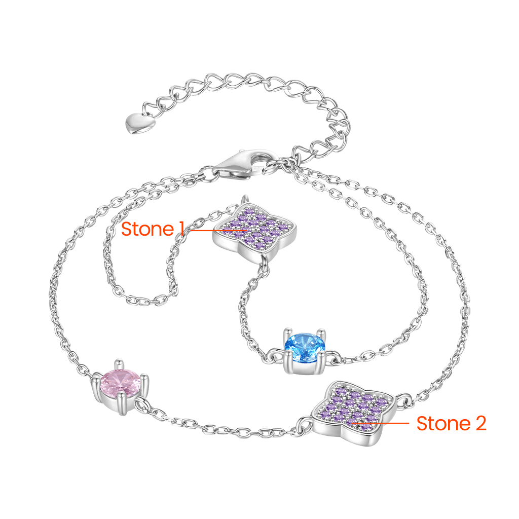 Gnoce Four-Leaf Clover Birthstone Adjustable Bracelet_3