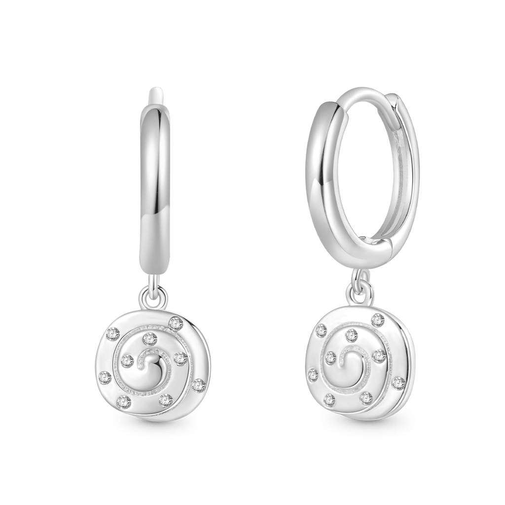 Gnoce Cinnamon Bun Hoop Earrings Platinum-plated Silver Blend_1