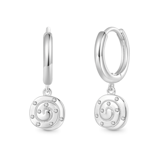 Gnoce Cinnamon Bun Hoop Earrings Platinum-plated Silver Blend_1
