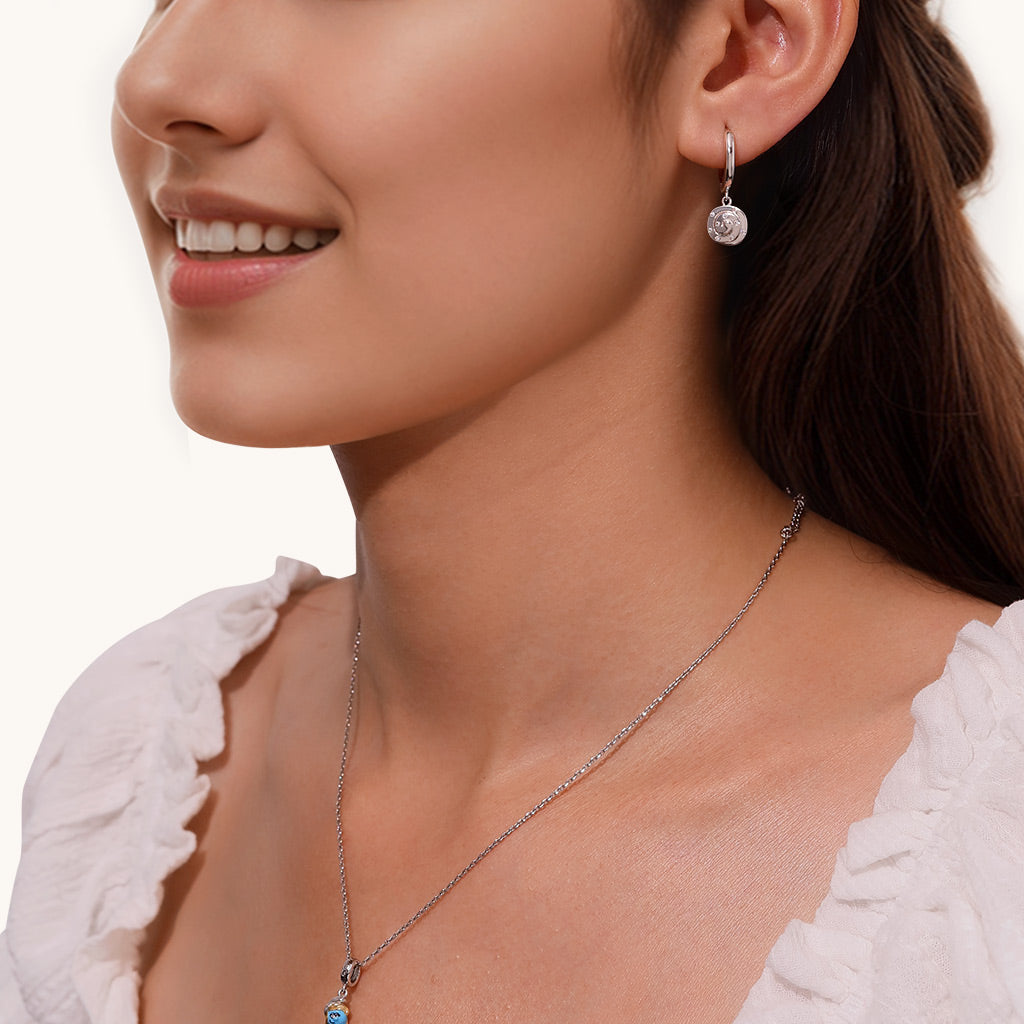 Gnoce Cinnamon Bun Hoop Earrings Platinum-plated Silver Blend_4