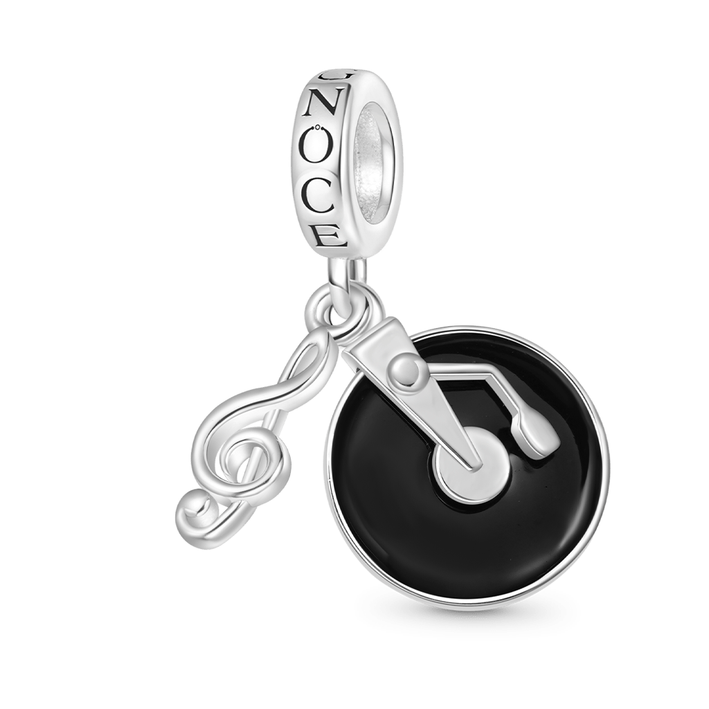Gnoce Vinyl Disc Music Charm Platinum-plated Silver Blend_1