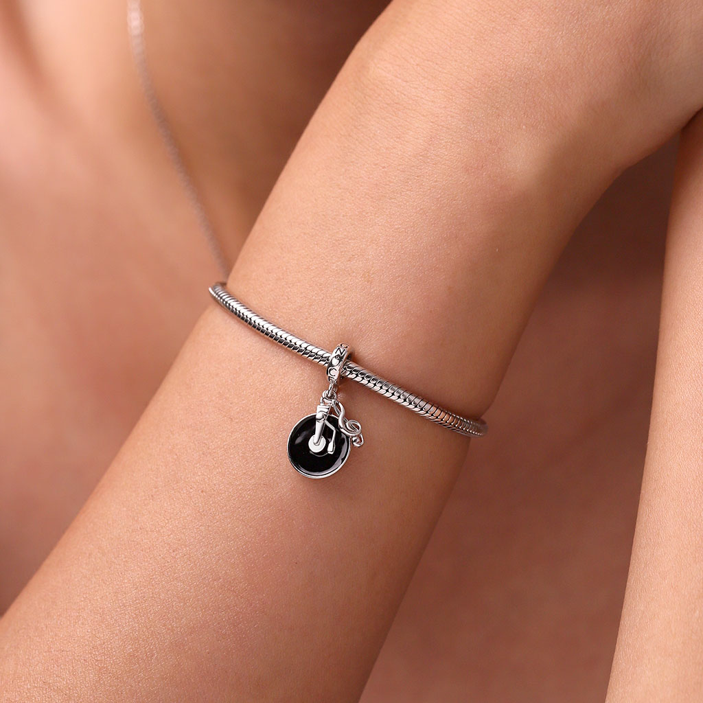 Gnoce Vinyl Disc Music Charm Platinum-plated Silver Blend_6