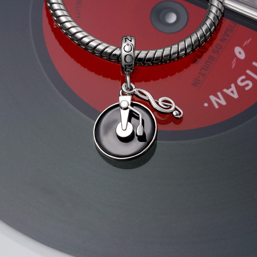 Gnoce Vinyl Disc Music Charm Platinum-plated Silver Blend_3