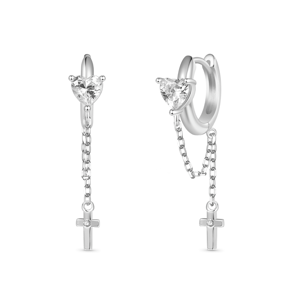 Gnoce CZ Long Tassel Elegant Cross Earrings Platinum-plated Silver Blend_1