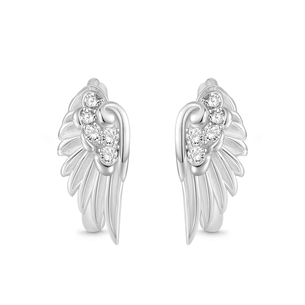 Gnoce Angel Wing Hoop Earrings Platinum-plated Silver Blend_1