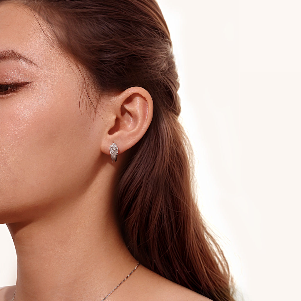 Gnoce Angel Wing Hoop Earrings Platinum-plated Silver Blend_4