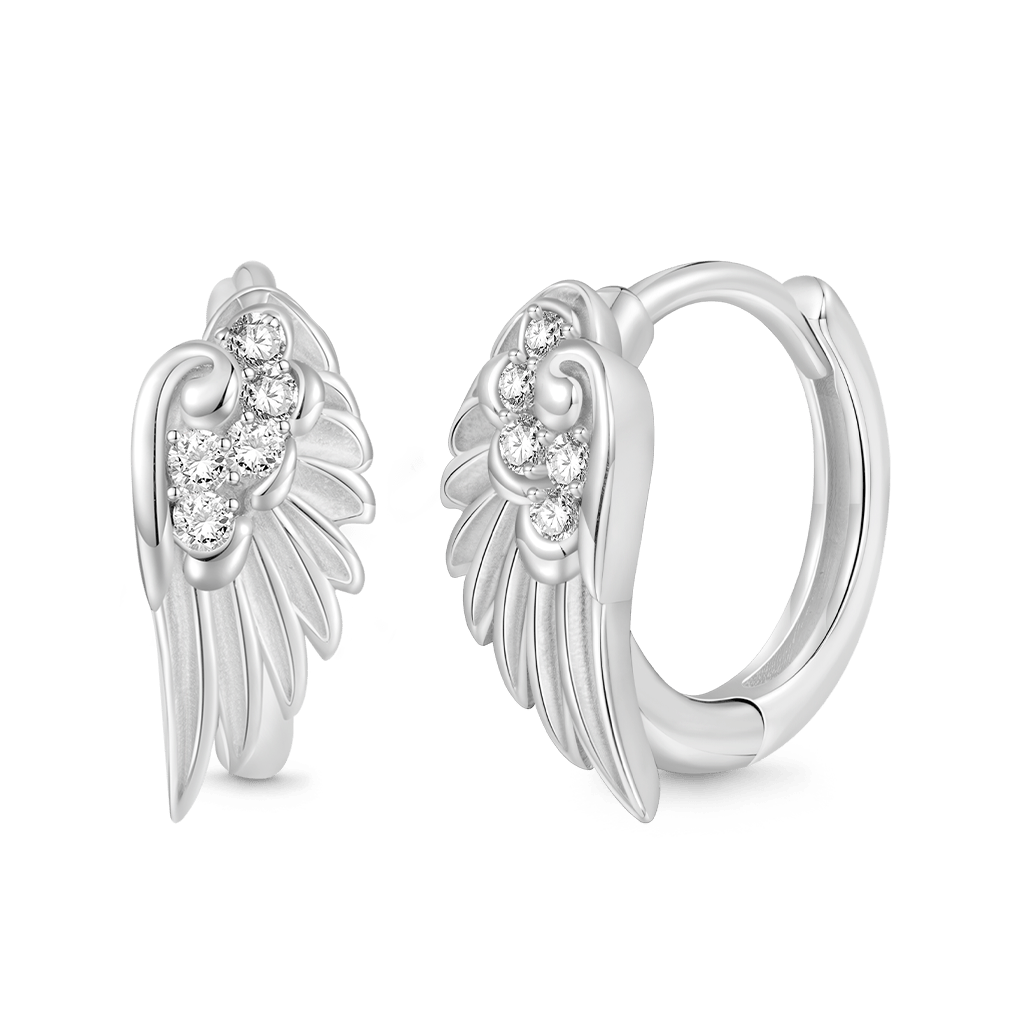 Gnoce Angel Wing Hoop Earrings Platinum-plated Silver Blend_2