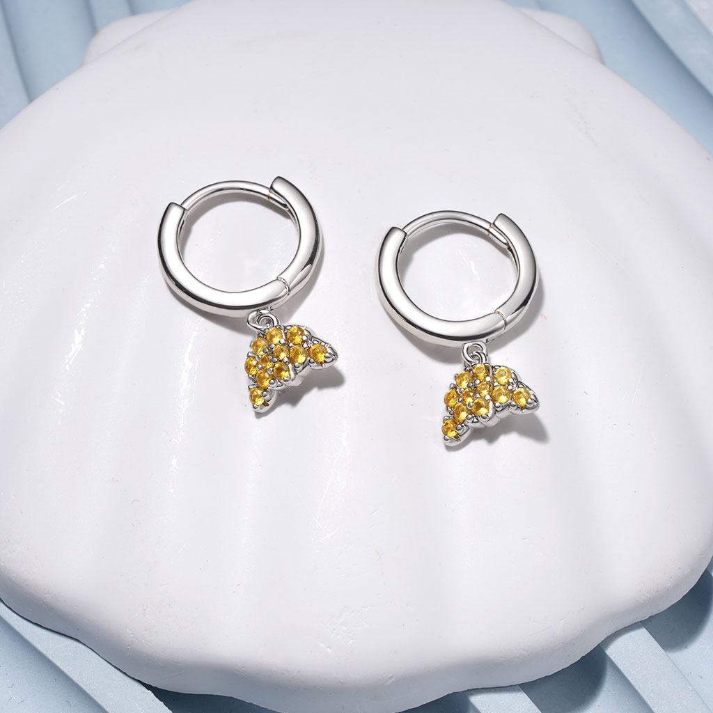 Gnoce Croissant Bread Hoop Earrings Platinum-plated Silver Blend_3