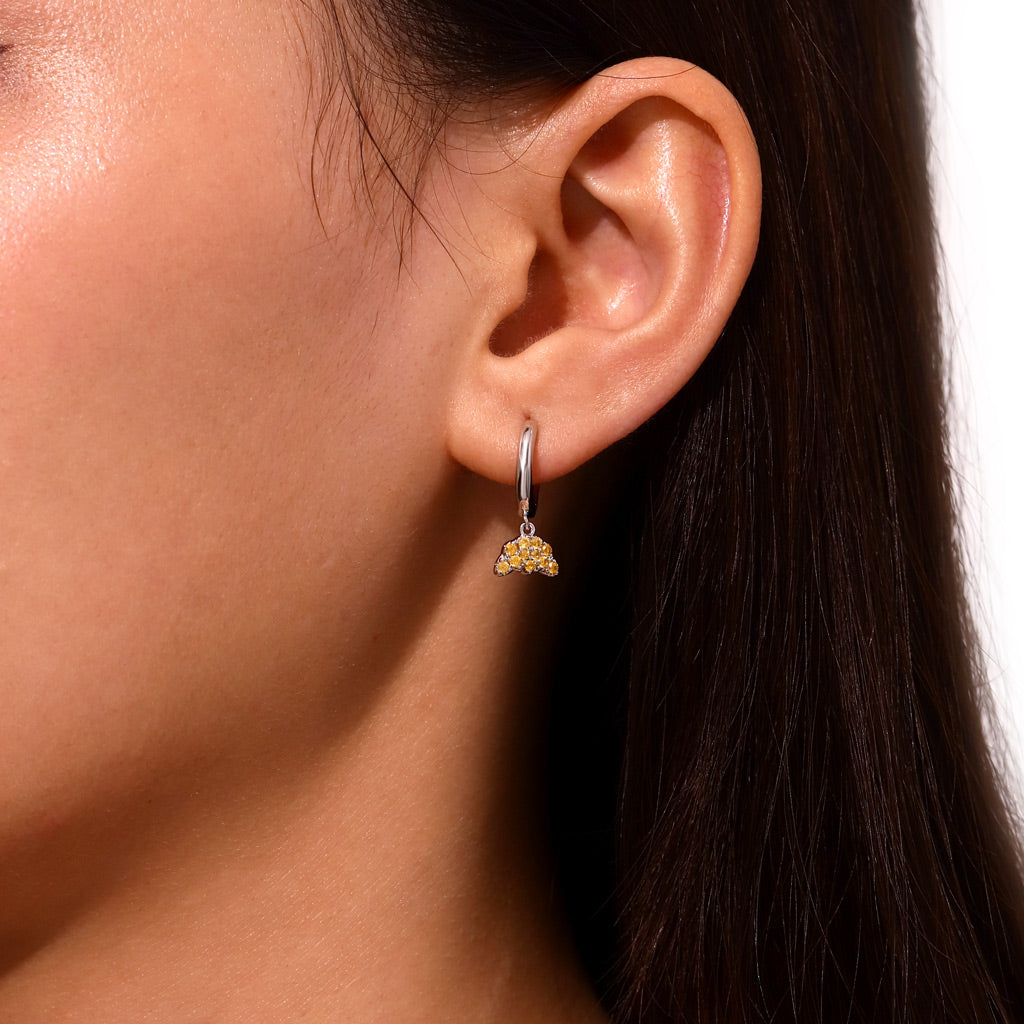 Gnoce Croissant Bread Hoop Earrings Platinum-plated Silver Blend_4