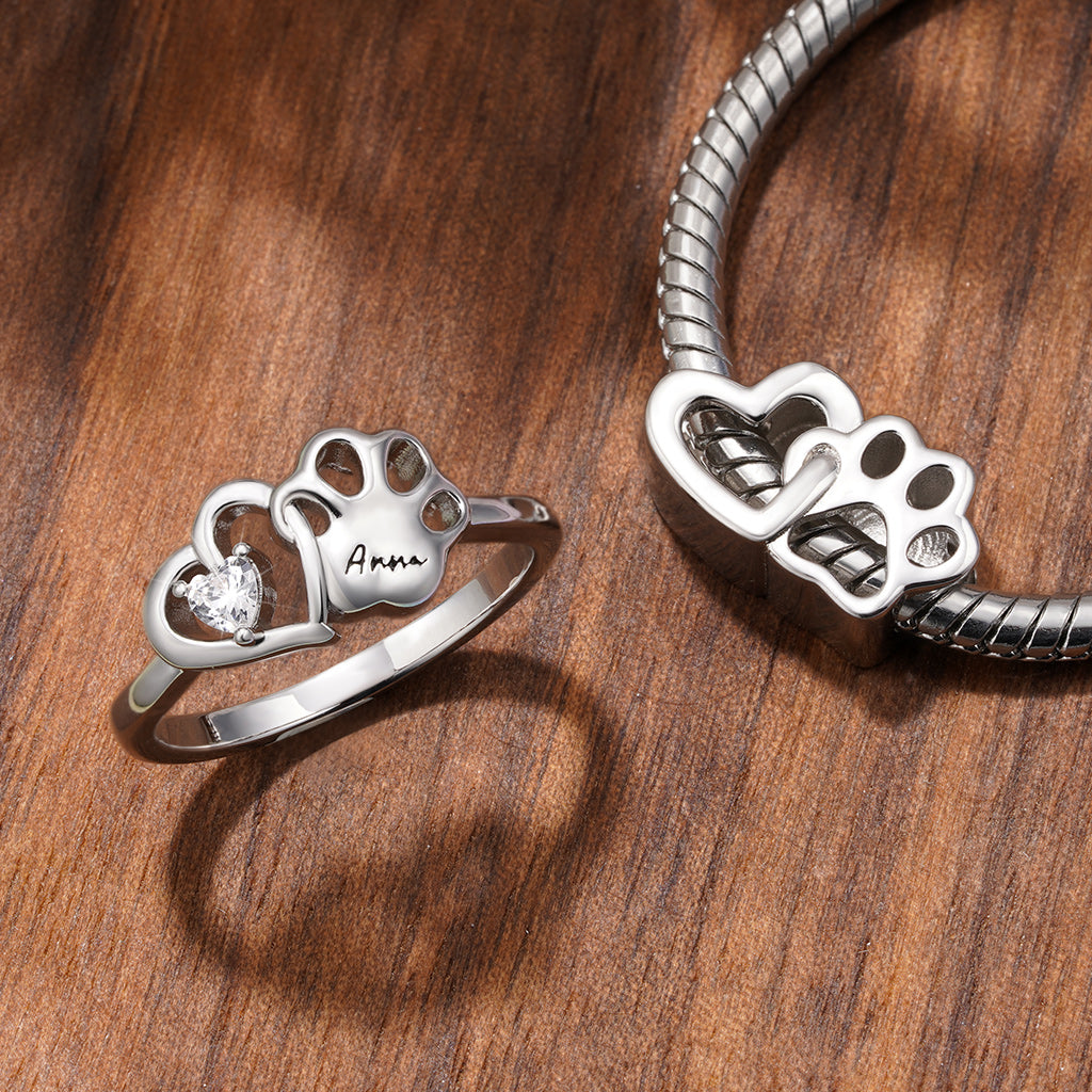Gnoce Love Pet Engravable Charm Platinum-plated Silver Blend_3
