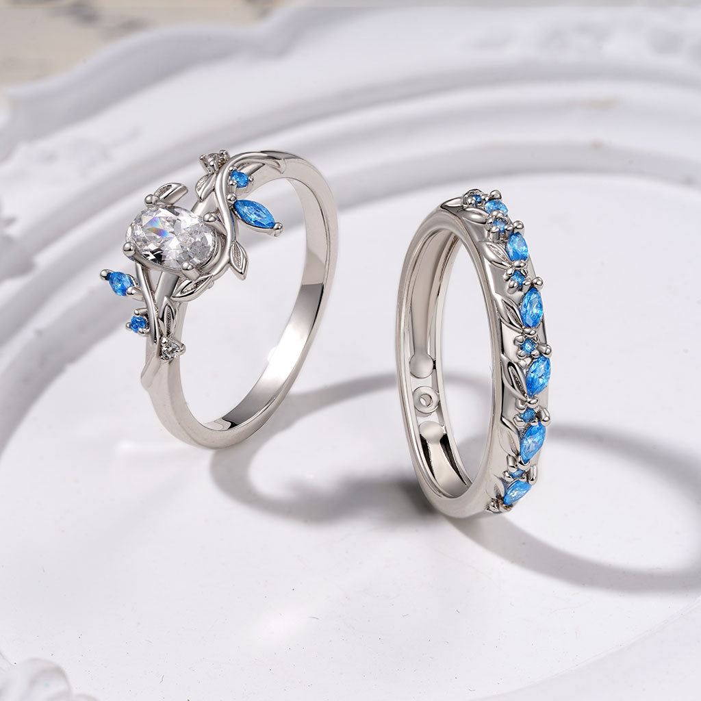 Gnoce Oval-cut Diamond Vine Women's Promise Ring_2