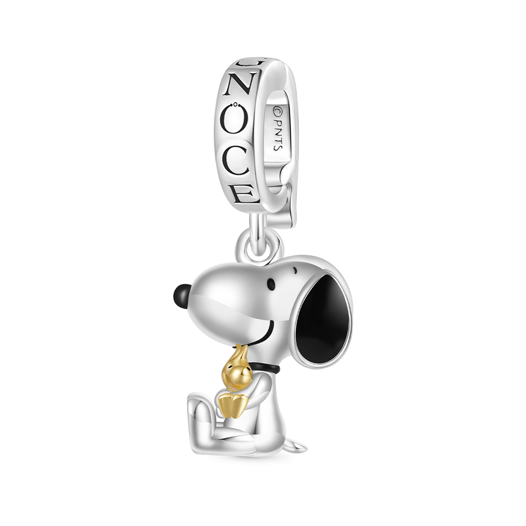 Gnoce Peanuts Snoopy & Woodstock Hugging Pendant Dangle Charm_1