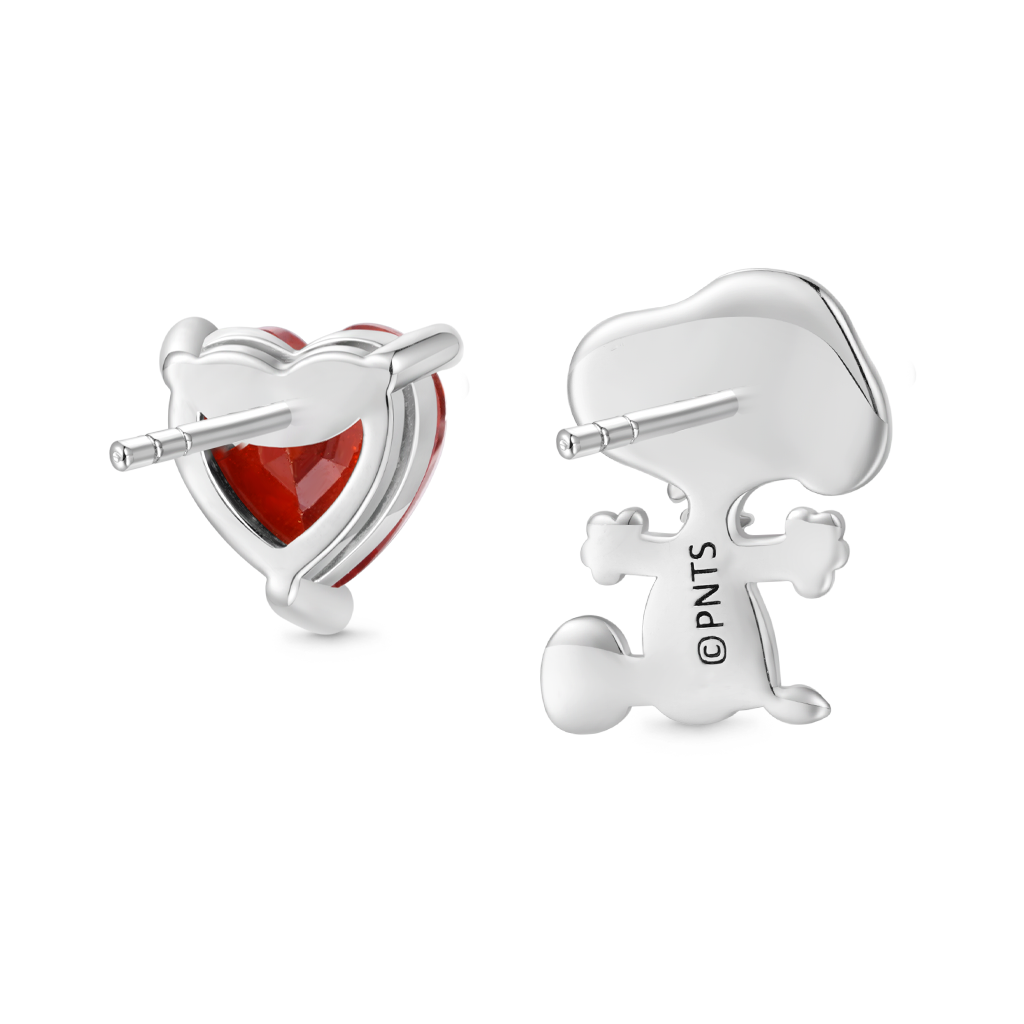 Gnoce Peanuts "Find Your True Love" Snoopy Heart Stud Earrings_3