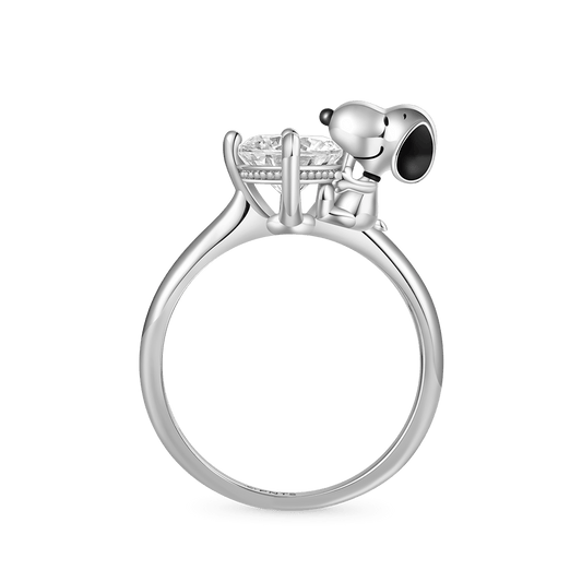 Gnoce Peanuts Snoopy Hug White Diamond Ring_1