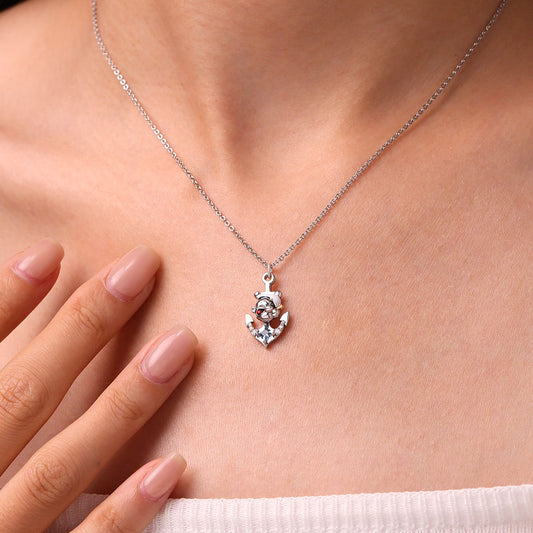 Gnoce Popeye Blue & White Diamond Anchor Necklace_5