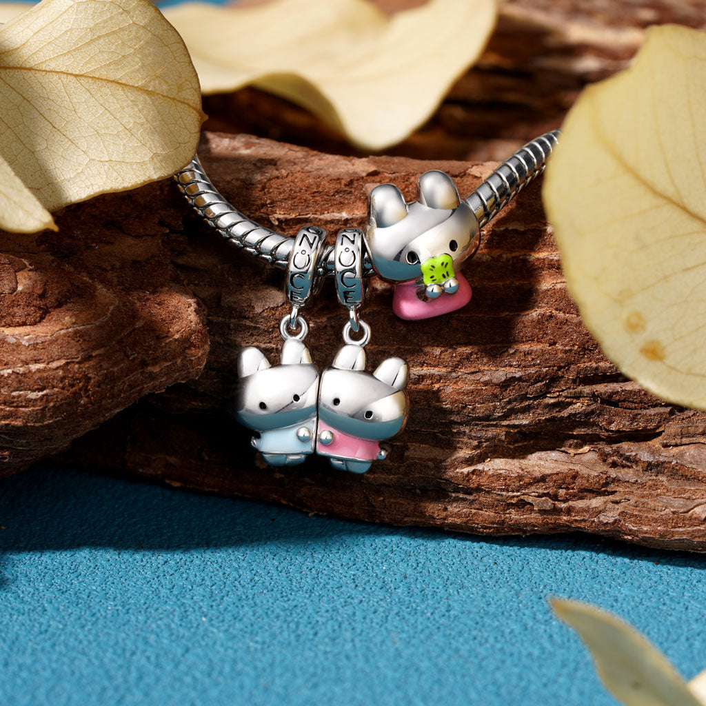 Gnoce Happyyu Bunny-Gumi & Her friend Double Pendant Dangle Charm_5