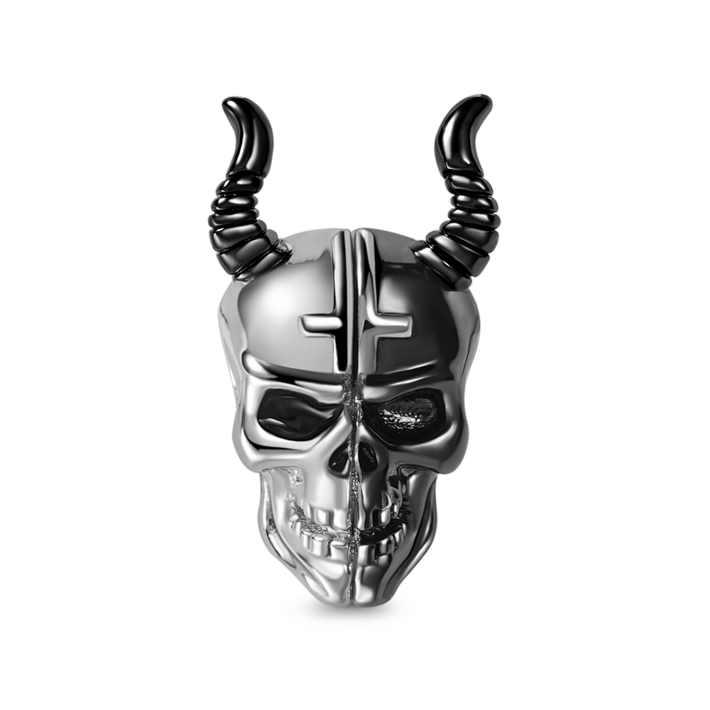 Gnoce Two Tone Skull with Horns Charm_1