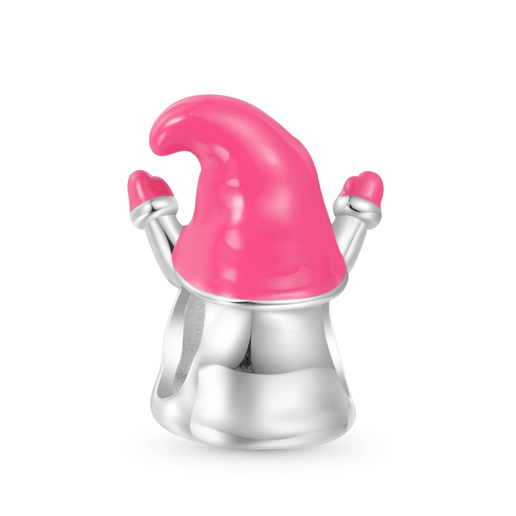 Gnoce Pink Gnome Girl Charm Platinum-plated Silver Blend_2