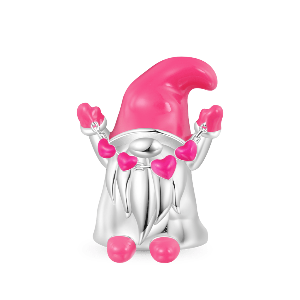 Gnoce Pink Gnome Girl Charm Platinum-plated Silver Blend_1