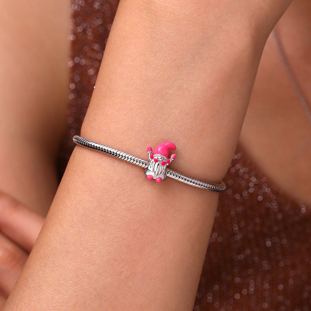 Gnoce Pink Gnome Girl Charm Platinum-plated Silver Blend_5