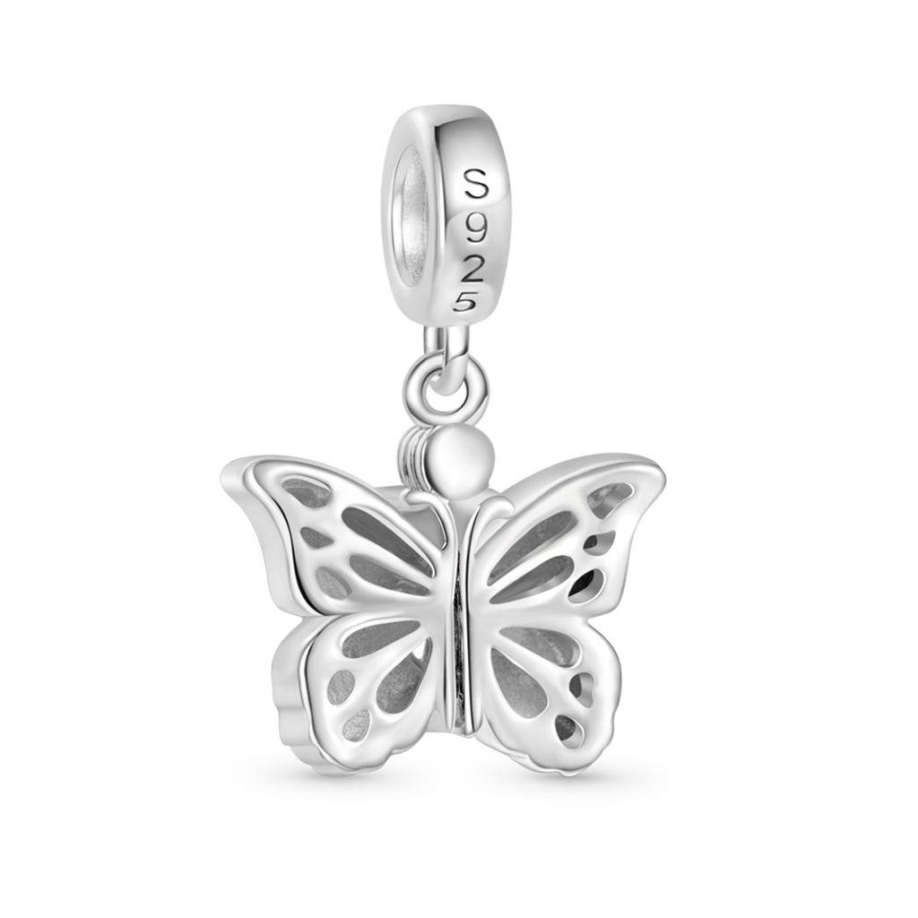 Gnoce Blue Butterfly Vibrating Wings Engravable Pendant Dangle Charm_4