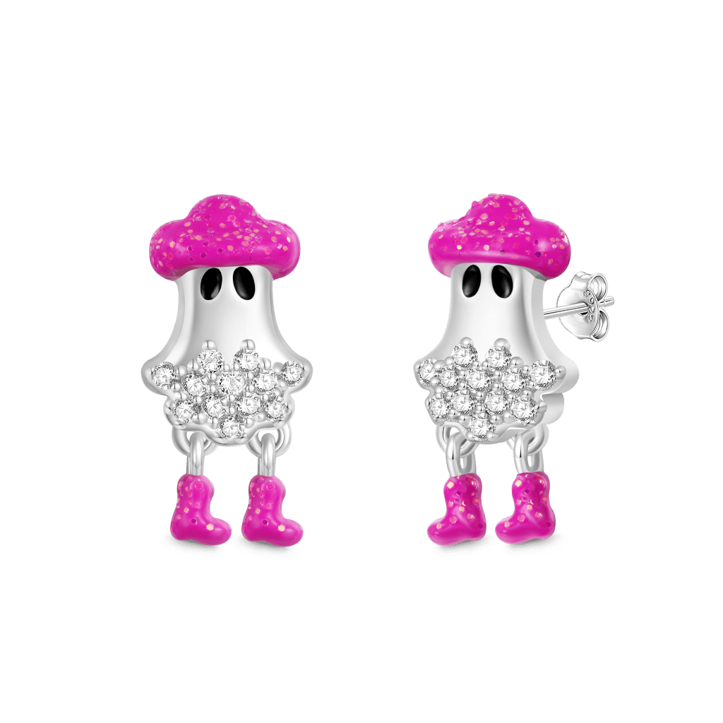 Gnoce Halloween Cute Cowboy Ghost Stud Earrings_1