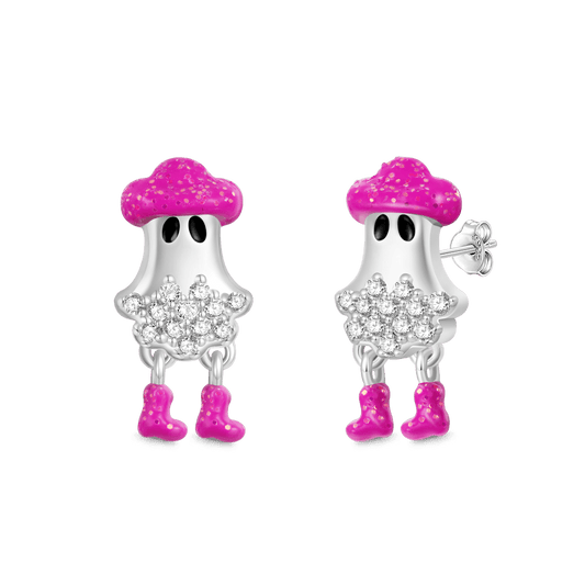 Gnoce Cowboy Ghost Stud Earrings Platinum-plated Silver Blend_1