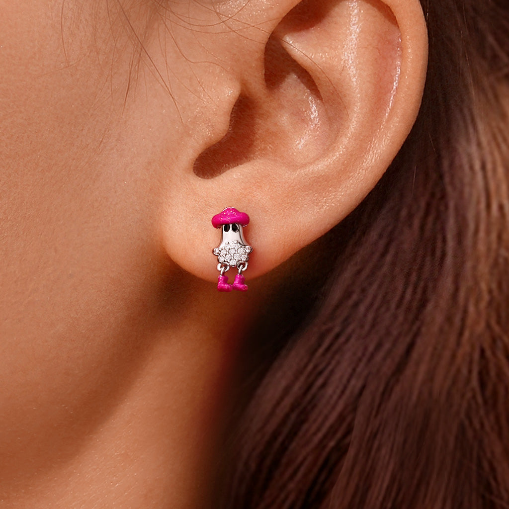 Gnoce Cowboy Ghost Stud Earrings Platinum-plated Silver Blend_5