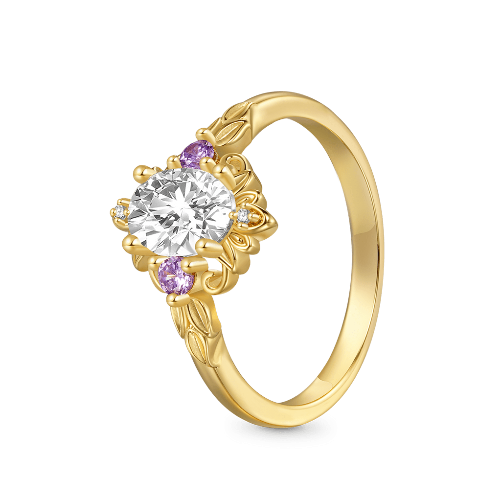 Gnoce Oval-Cut Gold Leaf Pattern Ring_2