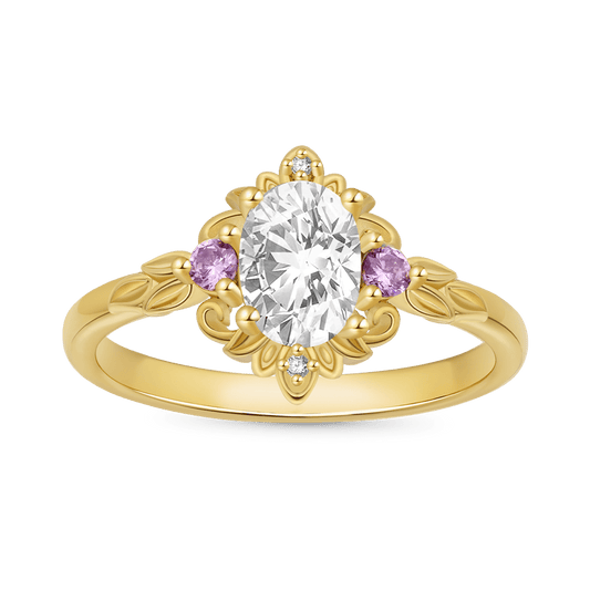 Gnoce Oval-Cut Gold Leaf Pattern Ring_1