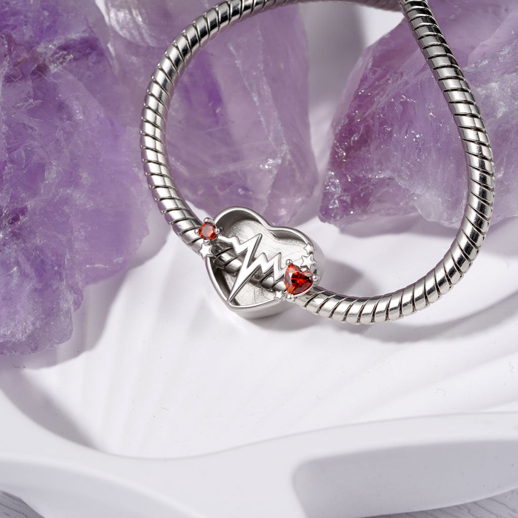Gnoce ECG Ripples Birthstone Photo Charm Platinum-plated Silver Blend_2