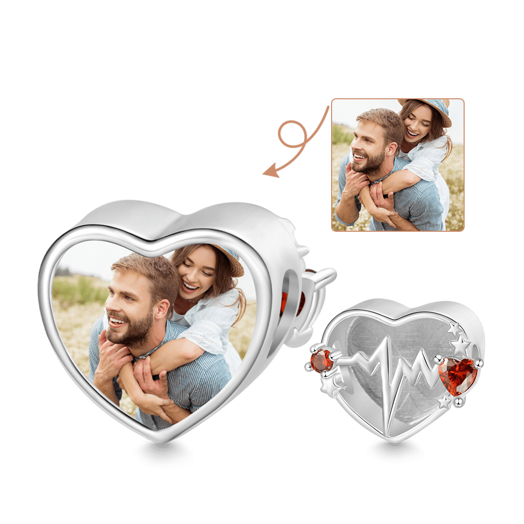 Gnoce ECG Ripples Birthstone Photo Charm Platinum-plated Silver Blend_1
