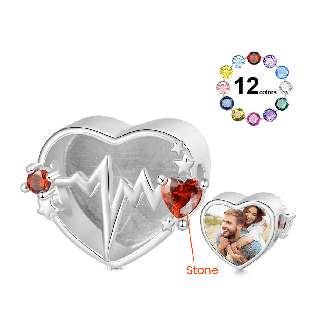 Gnoce ECG Ripples Birthstone Photo Charm Platinum-plated Silver Blend_3