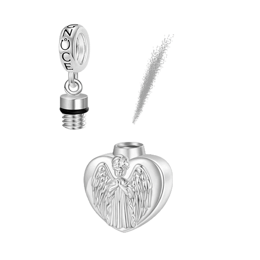Gnoce Memorial Angel Urn Ashes Heart Charm Platinum-plated Silver Blend_1