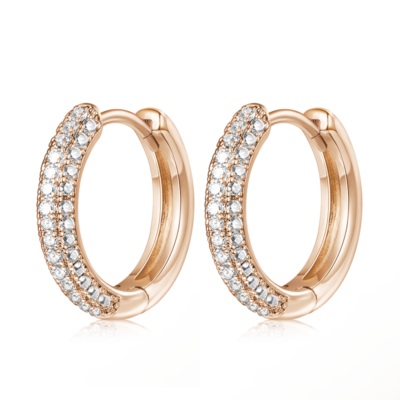 Gnoce Cubic Zirconia Hoop Earrings Platinum-plated Silver Blend_2