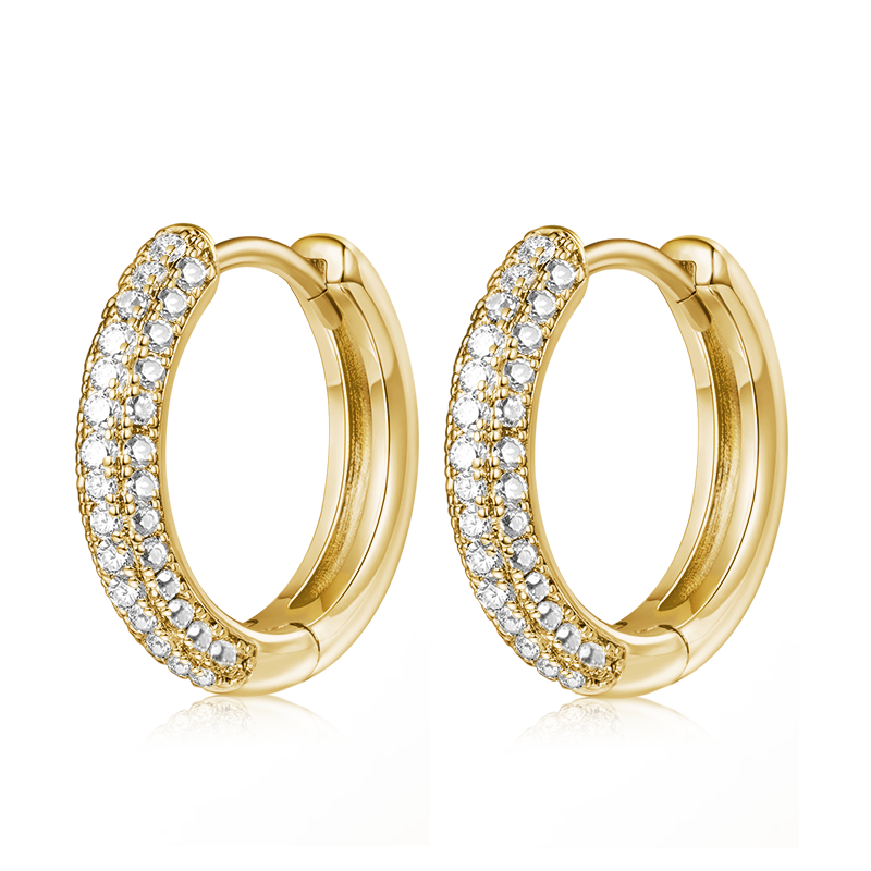Gnoce Cubic Zirconia Hoop Earrings Platinum-plated Silver Blend_3