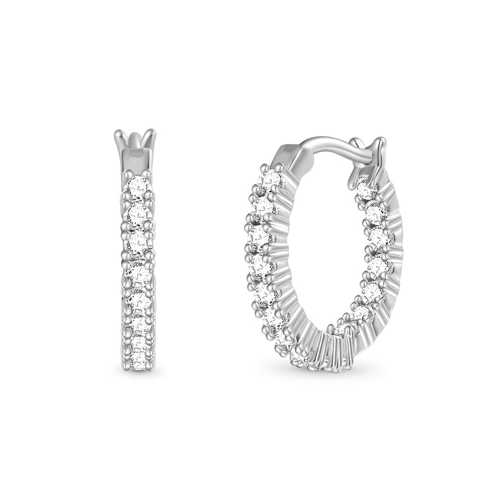 Gnoce Cubic Zirconia Earrings Platinum-plated Silver Blend_1