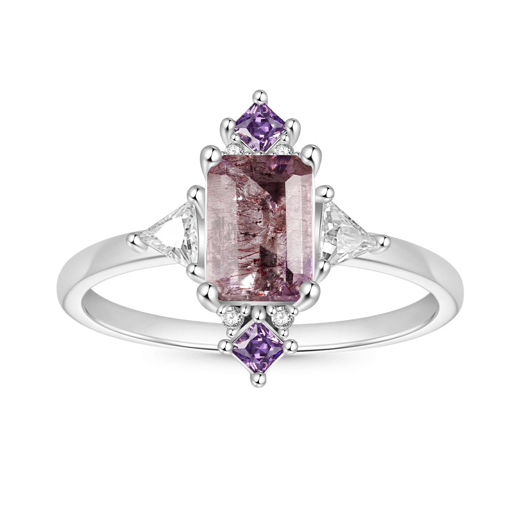 Gnoce Purple Square-cut Ring Platinum-plated Silver Blend_1