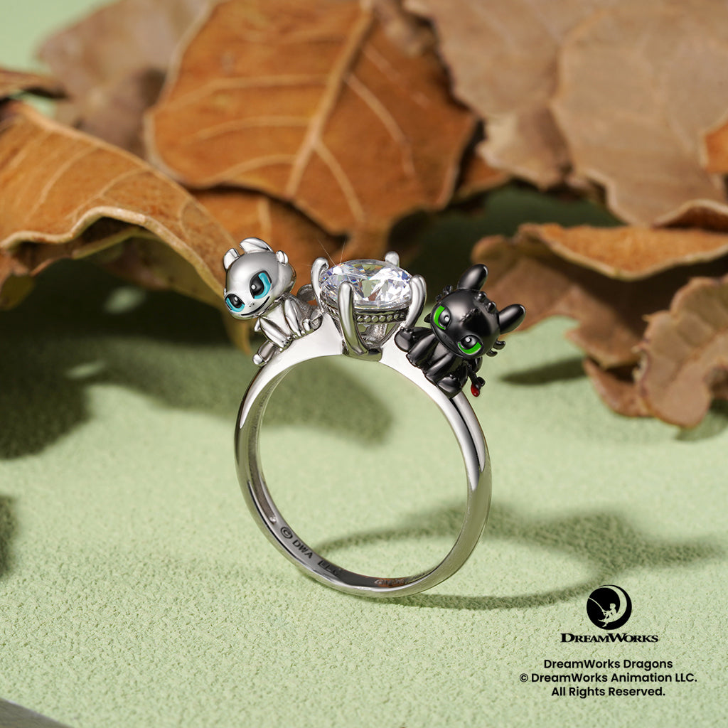 Gnoce How to Train Your Dragon - 'Dragon Love' Toothless & Light Fury Ring_3