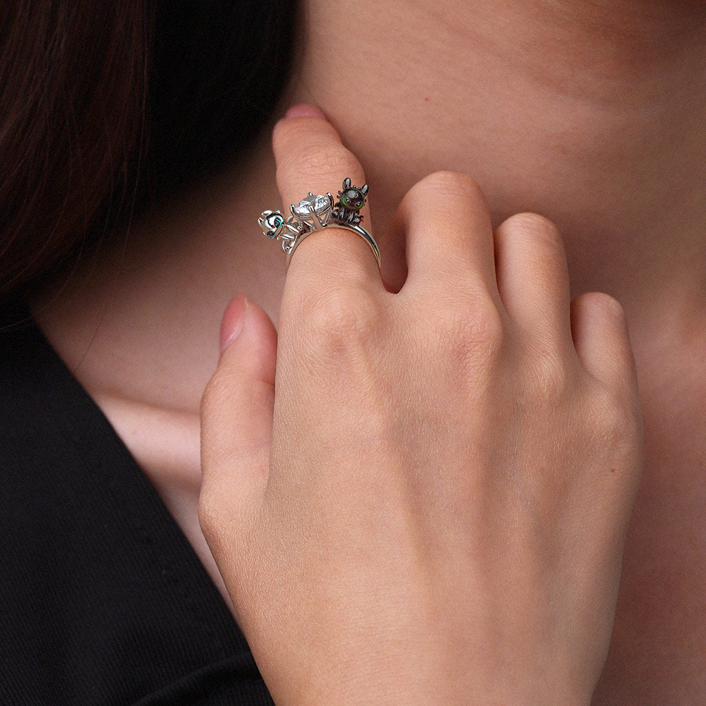 Gnoce How to Train Your Dragon - 'Dragon Love' Toothless & Light Fury Ring_4