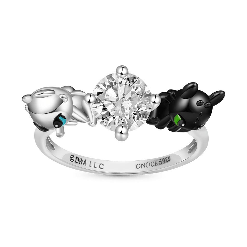 Gnoce How to Train Your Dragon - 'Dragon Love' Toothless & Light Fury Ring_2