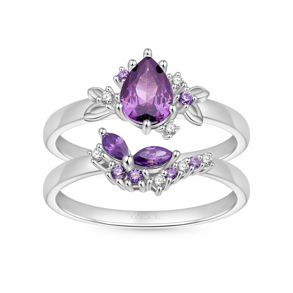 Gnoce Purple Zircon Butterfly Stackable Rings_1