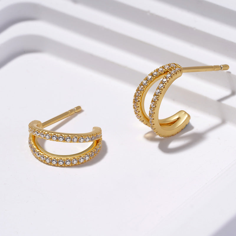 Gnoce Cubic Zirconia Double Hoop Earrings_4