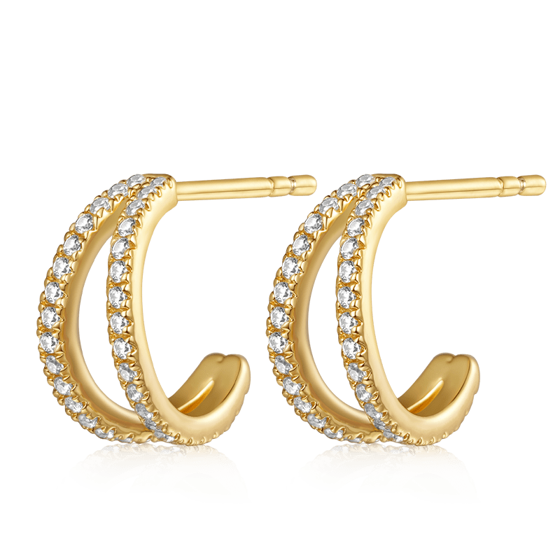 Gnoce Cubic Zirconia Double Hoop Earrings_1