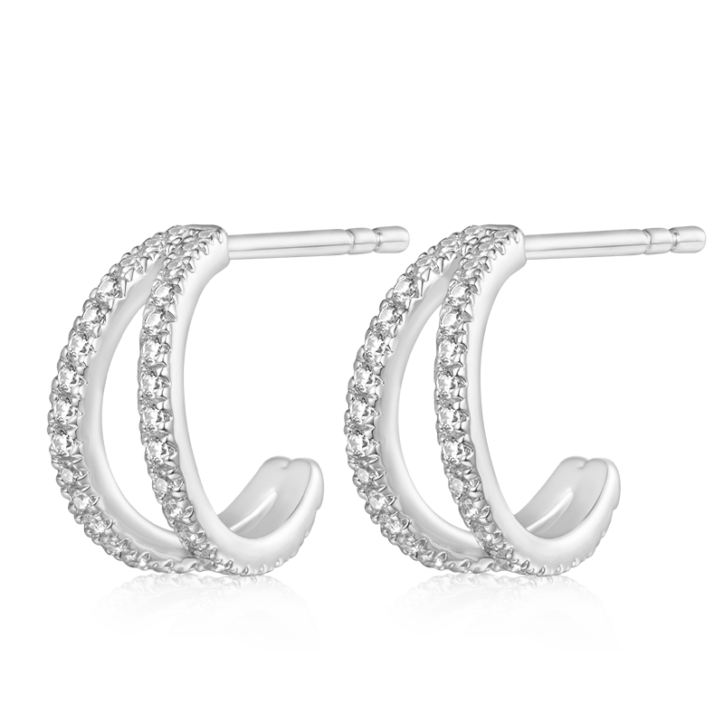 Gnoce Cubic Zirconia Double Hoop Earrings_3
