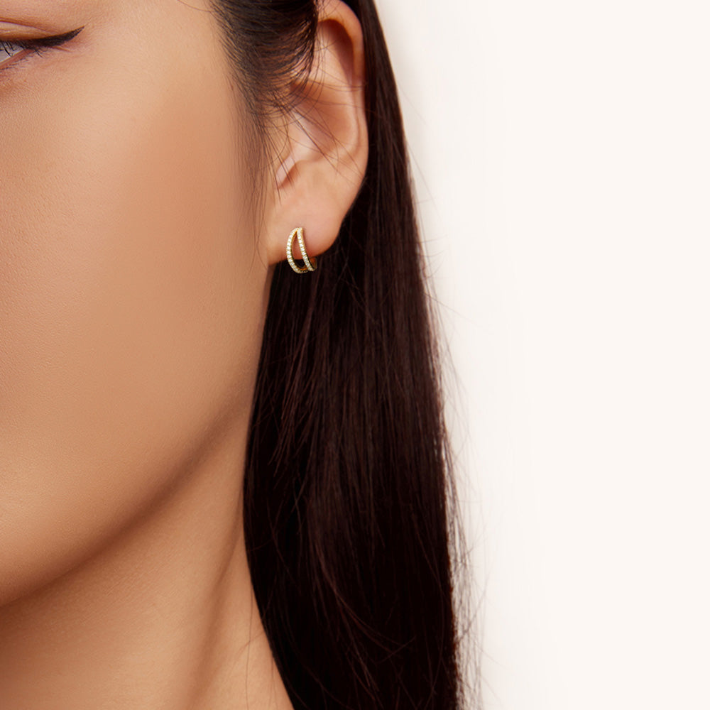 Gnoce Cubic Zirconia Double Hoop Earrings_5