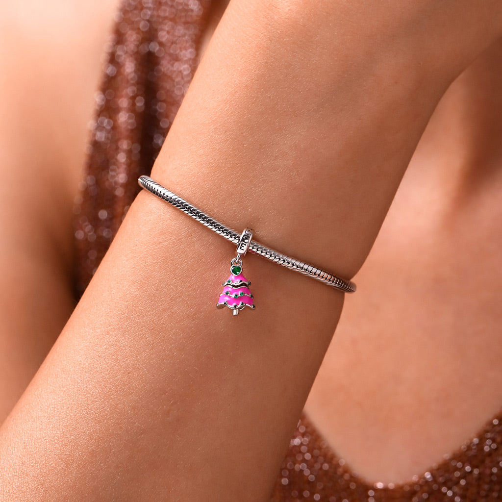 Gnoce Openable Surprise Christmas Pink Tree Pendant Dangle Charm_7