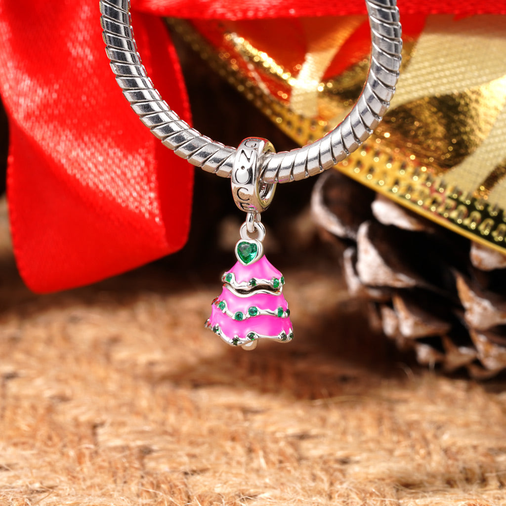 Gnoce Openable Surprise Christmas Pink Tree Pendant Dangle Charm_4